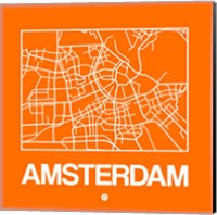 Orange Map of Amsterdam Fine Art Print
