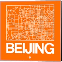Orange Map of Beijing Fine Art Print