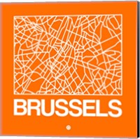 Orange Map of Brussels Fine Art Print