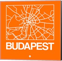 Orange Map of Budapest Fine Art Print