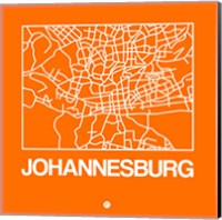 Orange Map of Johannesburg Fine Art Print