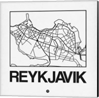 White Map of Reykjavik Fine Art Print