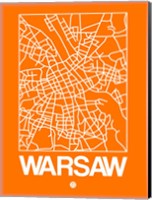 Orange Map of Warsaw Fine Art Print