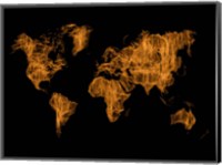 World Map Orange Drawing Fine Art Print