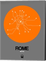 Rome Orange Subway Map Fine Art Print