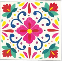 Floral Fiesta White Tile VII Fine Art Print