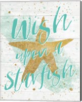 Silver Sea Life Aqua Starfish Shiplap Fine Art Print