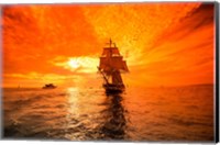 Sailboat and Tall Ship the Pacific Ocean, Dana Point Harbor, California Fine Art Print