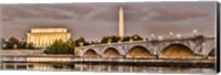 Arlington Memorial Bridge with Lincoln Memorial and Washington Monument, Washington DC Fine Art Print