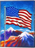 American Flag - Mountains Fine Art Print