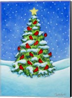 Christmas Red Bird Tree Fine Art Print