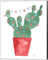 A Very Cactus Christmas III Dark Green Fine Art Print