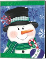 Snowman with a Candy Cane Fine Art Print