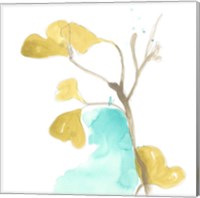 Teal and Ochre Ginko IX Fine Art Print