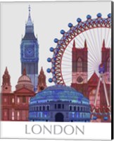 London Landmarks , Red Blue Fine Art Print