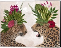 Hot House Leopards, Pair, Pink Green Fine Art Print