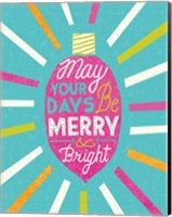 Festive Holiday Light Bulb Merry and Bright v2 Fine Art Print