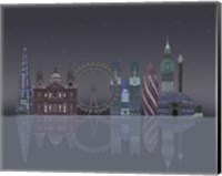 London Skyline Night Reflections Fine Art Print