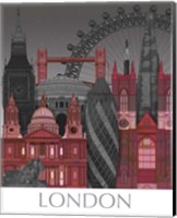 London Elevations by Night Red Fine Art Print