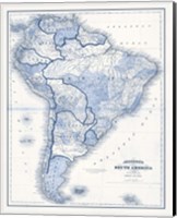 South America in Shades of Blue Fine Art Print