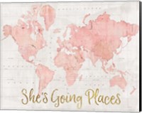 Across the World Shes Going Places Pink Fine Art Print
