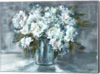 White Hydrangeas on Gray Landscape Fine Art Print