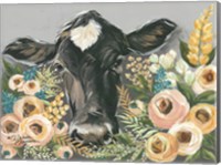 Cow in the Flower Garden Fine Art Print
