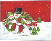 Snowmen Family Merry Christmas Fine Art Print