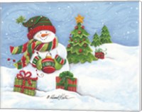 Snowman with Ornament Fine Art Print