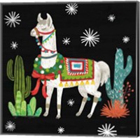 Lovely Llamas V Christmas Black Fine Art Print