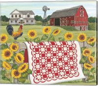 Red & White Farm Quilt Fine Art Print