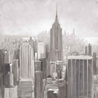 Manhattan in the Mist Gray Fine Art Print