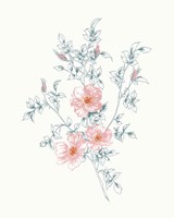 Flowers on White II Contemporary Bright Framed Print