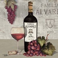 Uncork Wine and Grapes I Fine Art Print