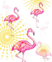 Fashion Flamingos Burst I Framed Print