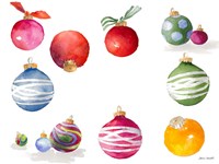 Christmas Ornaments Watercolor II Fine Art Print