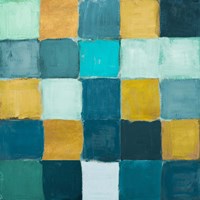 Teal and Gold Rural Facade I Framed Print