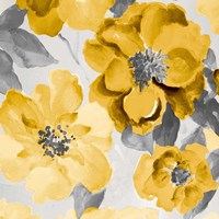 Yellow and Gray Floral Delicate I Fine Art Print