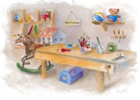 Santa's Workshop Scene Fine Art Print