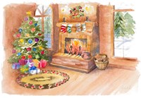 Santa's Fireplace and Tree Scene Fine Art Print