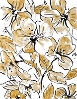 Golden Sketch Floral II Framed Print