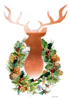 Holiday Wreath with Deer Fine Art Print