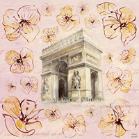 Golden Paris On Floral II Fine Art Print