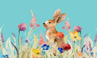 Amongst the Flowers on Teal I Fine Art Print