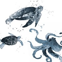 Navy Ink Sea Life Fine Art Print