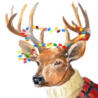 Christmas Lights Reindeer Sweater Fine Art Print