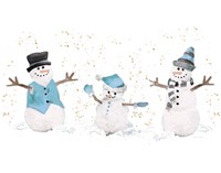 Blue Snowman Trio Fine Art Print