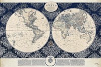 Blue Map of the World Fine Art Print