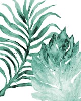 Teal Fern and Leaf I Fine Art Print