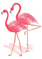 Flamingo Walk Watercolor II Framed Print